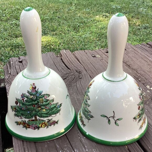 Spode Christmas Tree Bell Set Holiday Decor‎ Ceramic Bells Vintage S3324-I READ - Picture 2 of 4